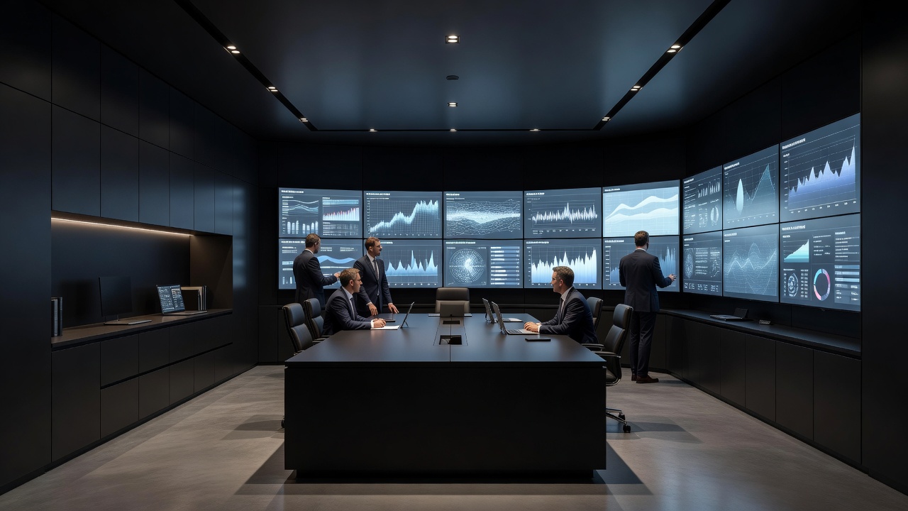 Executive Modern Office Command Center with Matte Black Millwork