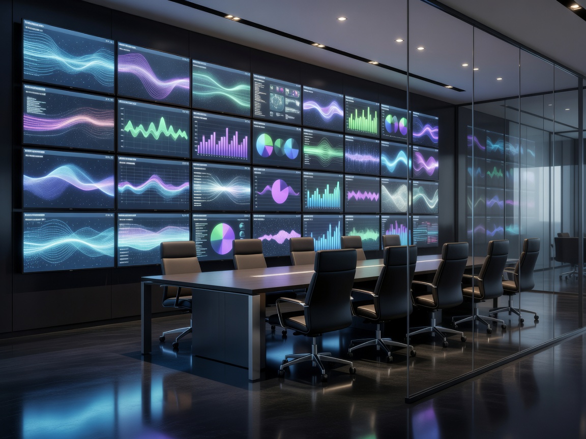 Executive Modern Office Command Center with Multi-Monitor Matrix